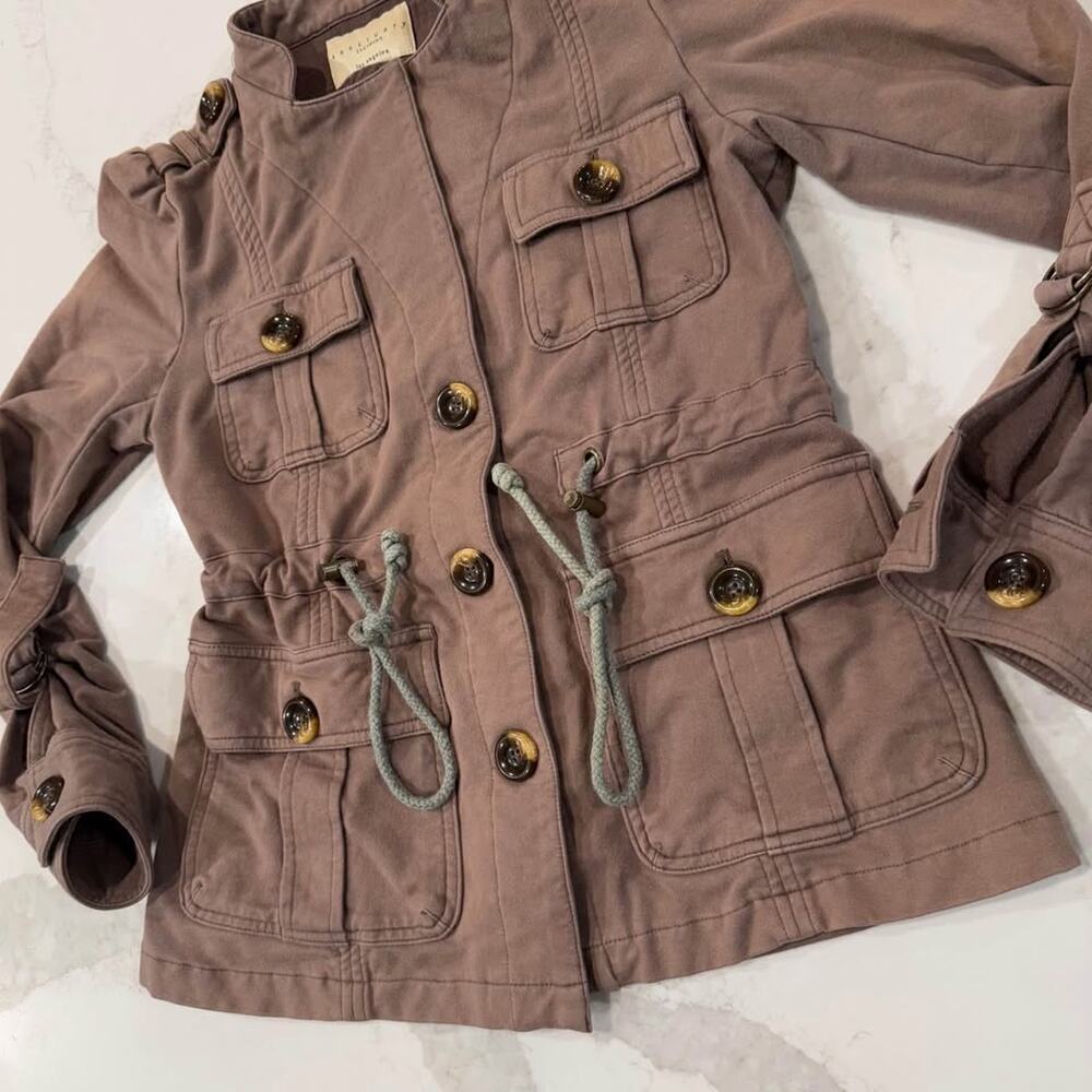 Sanctuary Street Smart Utility Jacket Brown Womens Size XS Drawstring Waist Soft - Picture 2 of 8